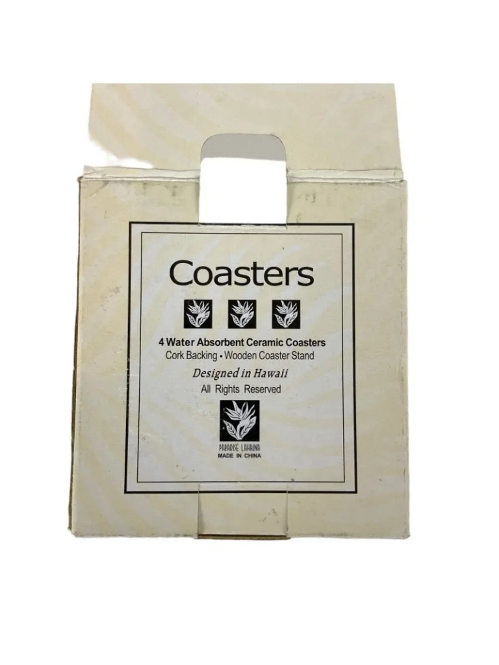Maui-Themed Ceramic Coasters Set Of 4 With Cork Backing & Wooden Stand